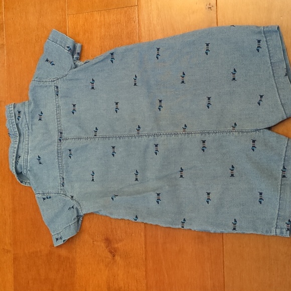 Carter's 12M Denim Collared Dog Button Up Shortie Romper - Picture 4 of 4